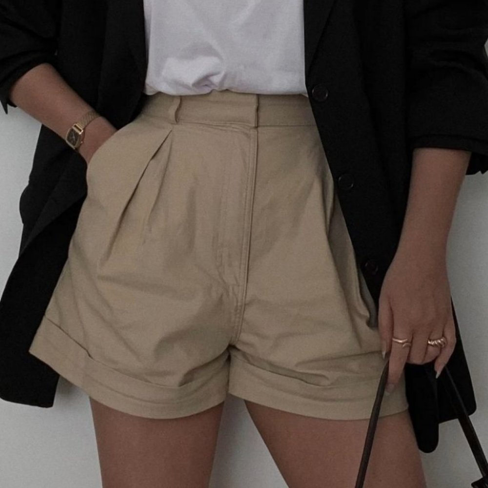 Shorts High Waist Retro The Limited Tan Khaki Size 8